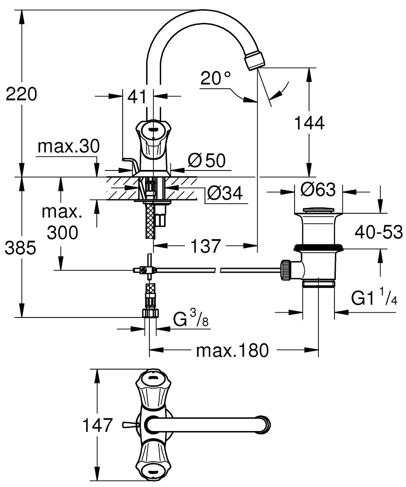 21375001 COSTA L SINGLE-HOLE BASIN MIXER 1/2″ - GROHE - 9 PCS