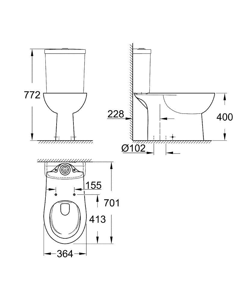 39429000 BAU CERAMIC FLOOR STANDING WC - GROHE - 186 PCS