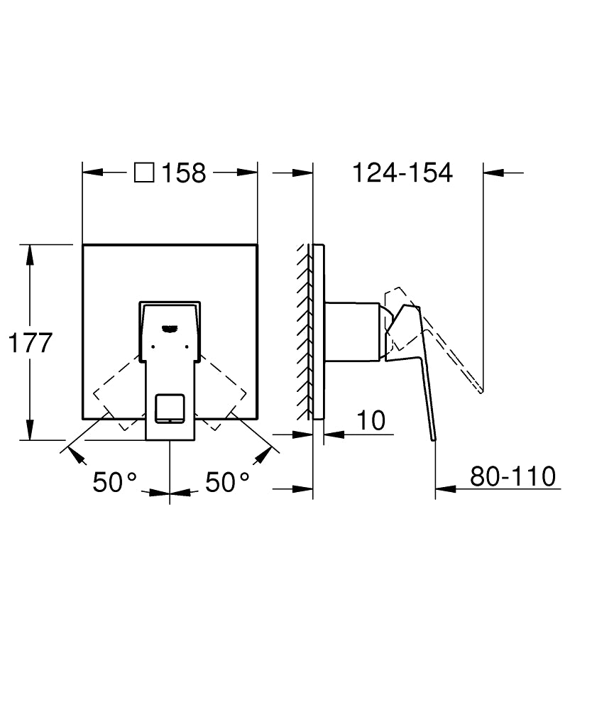 24061DC0 EUROCUBE SINGLE-LEVER SHOWER MIXER TRIM - GROHE - 2 PCS