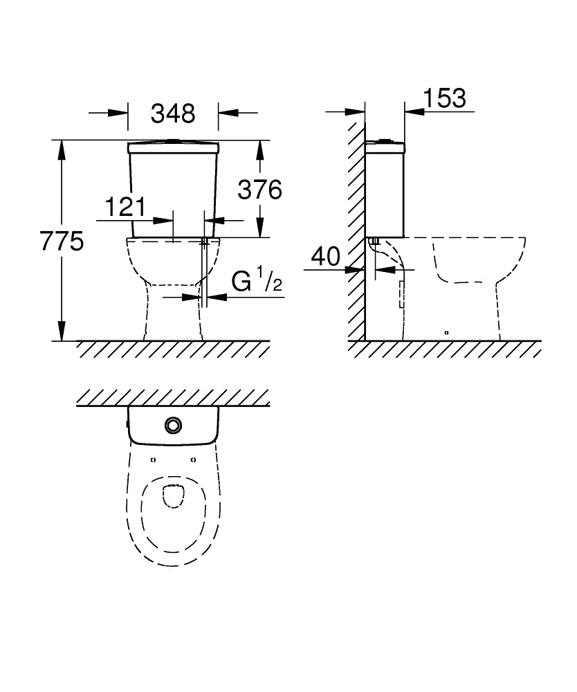 39436000 BAU CERAMIC EXPOSED FLUSHING CISTERN - GROHE - 192 PCS