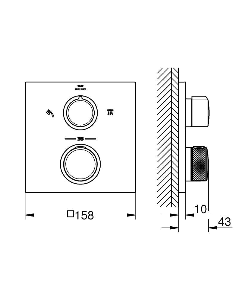 29181AL2 ALLURE THERMOSTAT FOR CONCEALED INSTALLATION WITH 2-WAY DIVERTER - GROHE - 0 PCS
