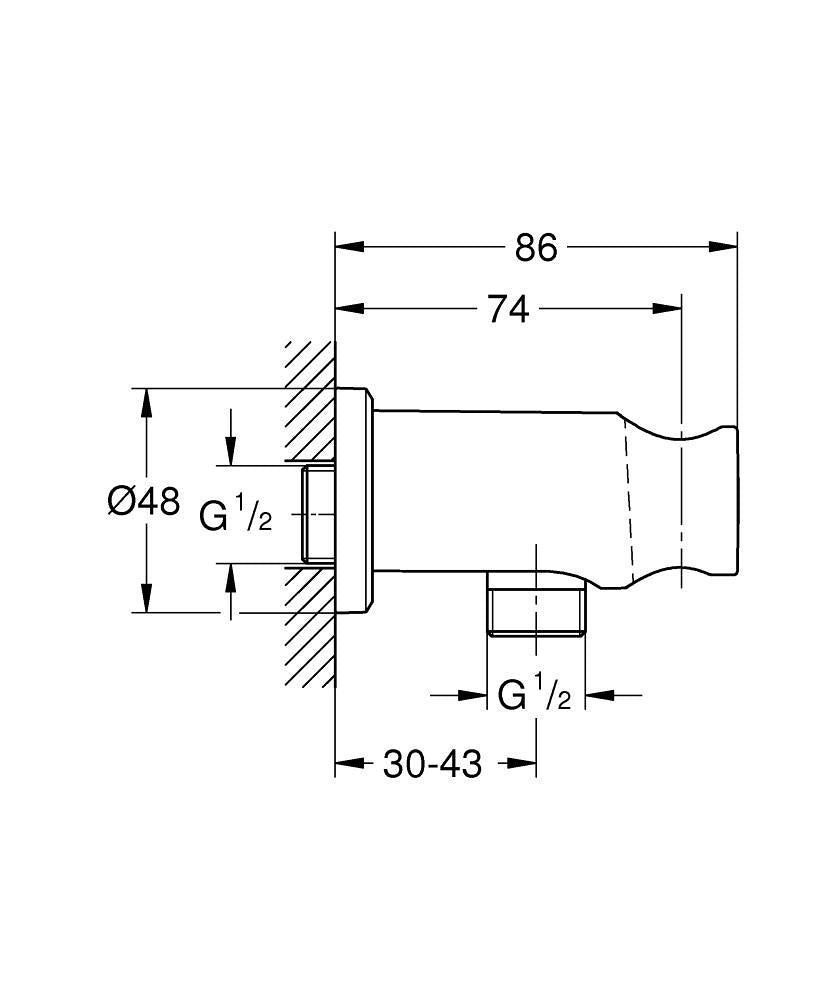 26658GN0 RAINSHOWER SHOWER OUTLET ELBOW 1/2″ WITH HOLDER - BRUSHED COOL SUNRISE - GROHE - 24 PCS