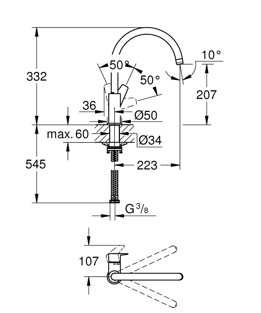31367001 BAUEDGE SINGLE-LEVER SINK MIXER 1/2″ - GROHE - 5 PCS