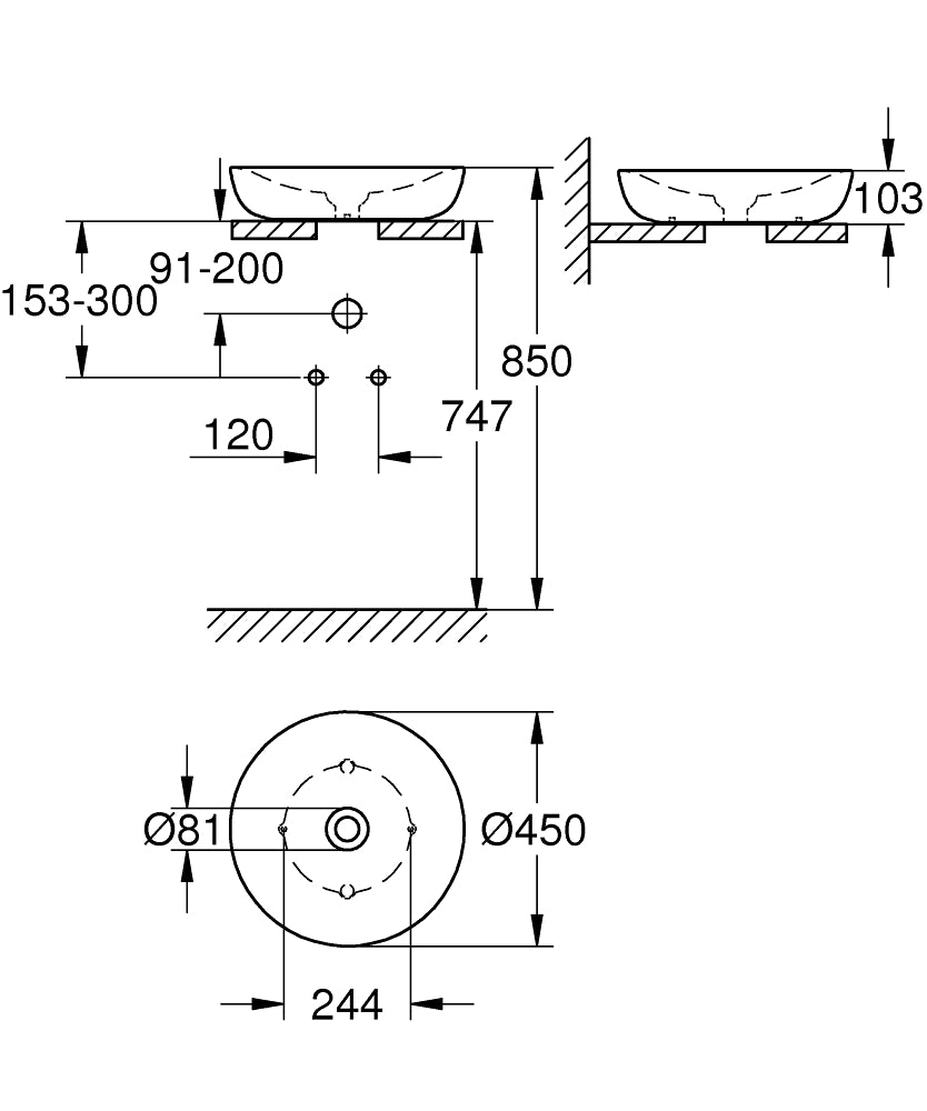 3960900H ESSENCE VESSEL BASIN 45 W/O OVERFLOW - GROHE - 9 PCS