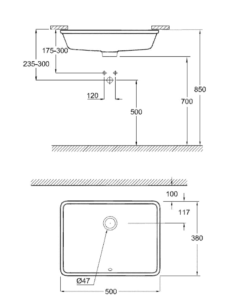 3948000H CUBE CERAMIC WASHBASIN UNDER COUNTER 49.2X37 CM GROHE - 35 PCS