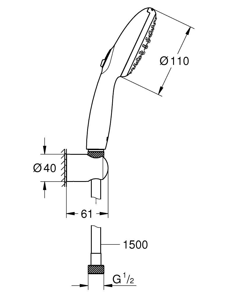 2780330E TEMPESTA 110 WALL HOLDER SET 2 SPRAYS - GROHE - 14 PCS