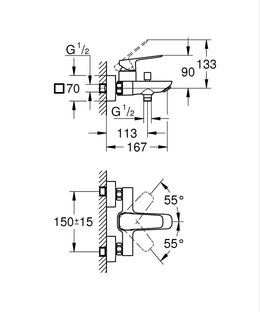 1018132430 CUBEO SINGLE-LEVER BATH MIXER 1/2″ - GROHE - 3 PCS