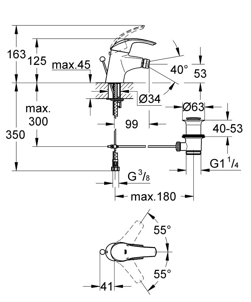 32929001 EUROSMART SINGLE LEVER BIDET MIXER GROHE - 0 PCS