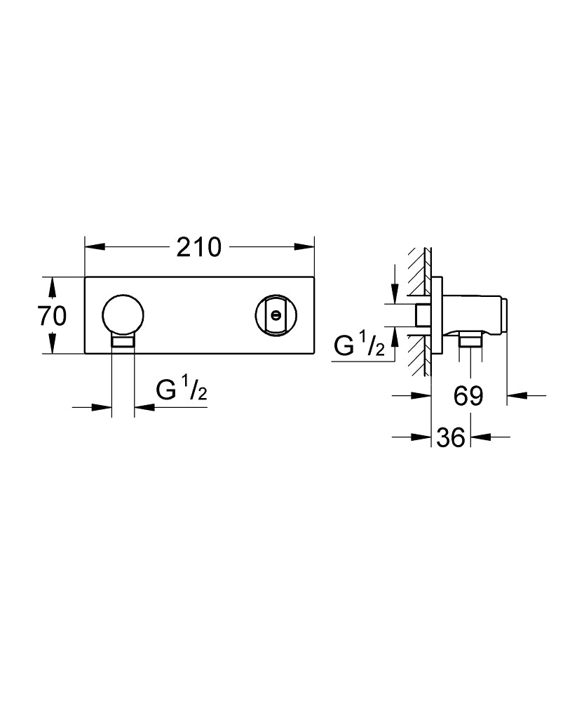 27621000 WALL SHOWER UNION WITH INTEGRATED SHOWER HOLDER GROHE - 3 PCS