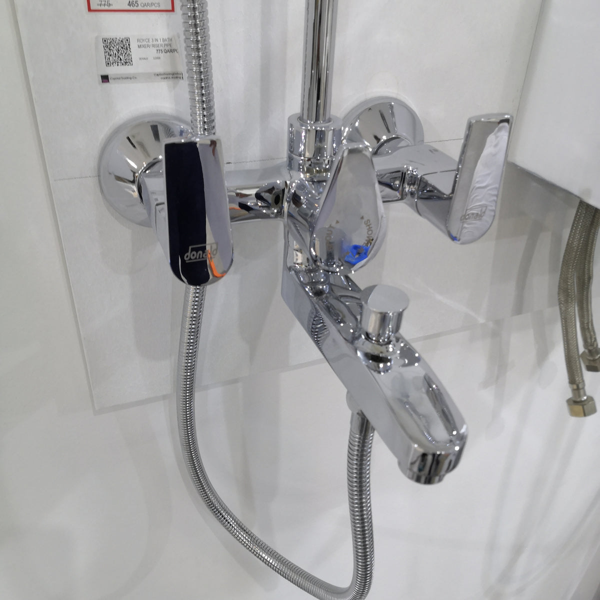 ROYCE 3 IN 1 BATH MIXER WITH, DIVERTOR, PIPE HOLDER, HAND SHOWER SET & OVERHEAD SHOWER - 1 PCS