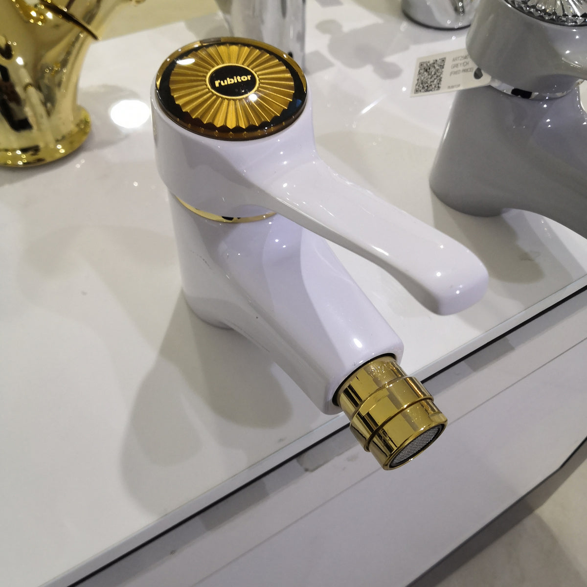 ART2540 MIX 2 BIDET MIXER WHITE/GOLD RUBITOR ITALY - 4 PCS