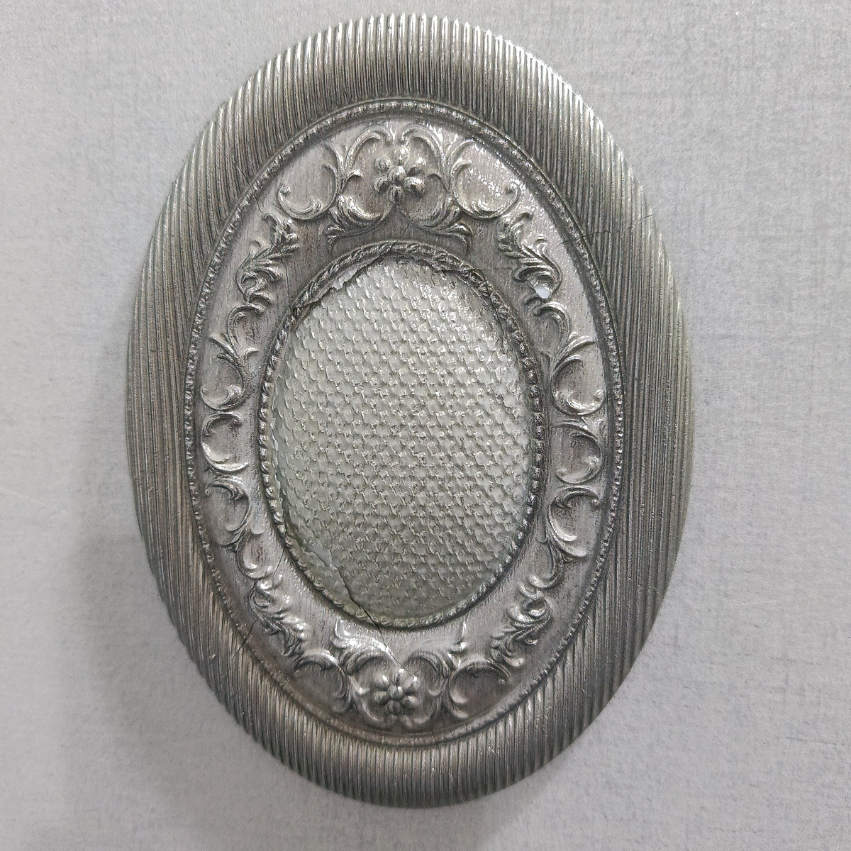 MEDALLON (F) YUTE PLATA PERLA INSERTO 14X10 CM ELMOLINO SPAIN - 14 PCS