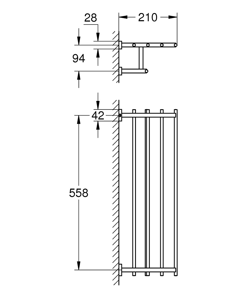 40512DC1 ESSENTIALS CUBE MULTI-TOWEL RACK 558MM - GROHE - 10 PCS