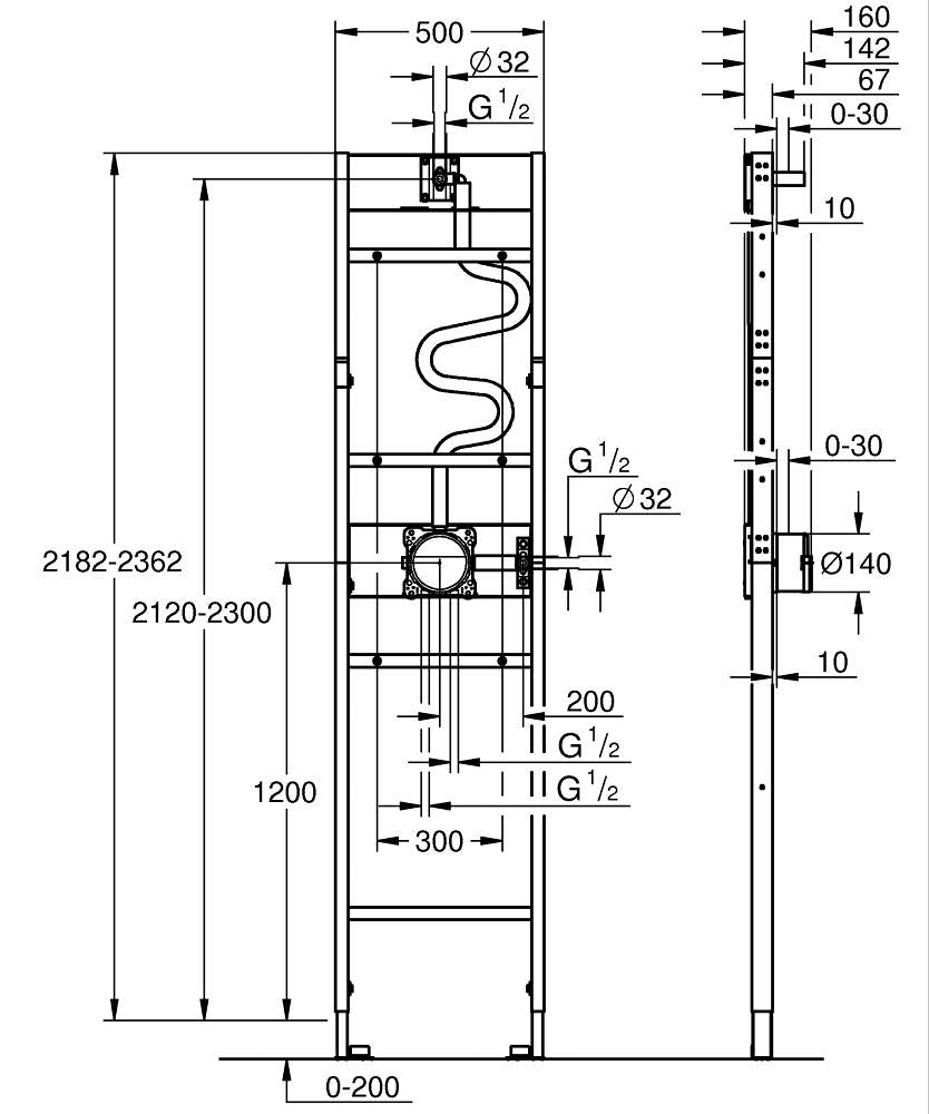 1039939990 RAPIDO SHOWER FRAME ELEMENT FOR MONO CONCEALED SHOWER INSTALLATION - GROHE - 1 PCS
