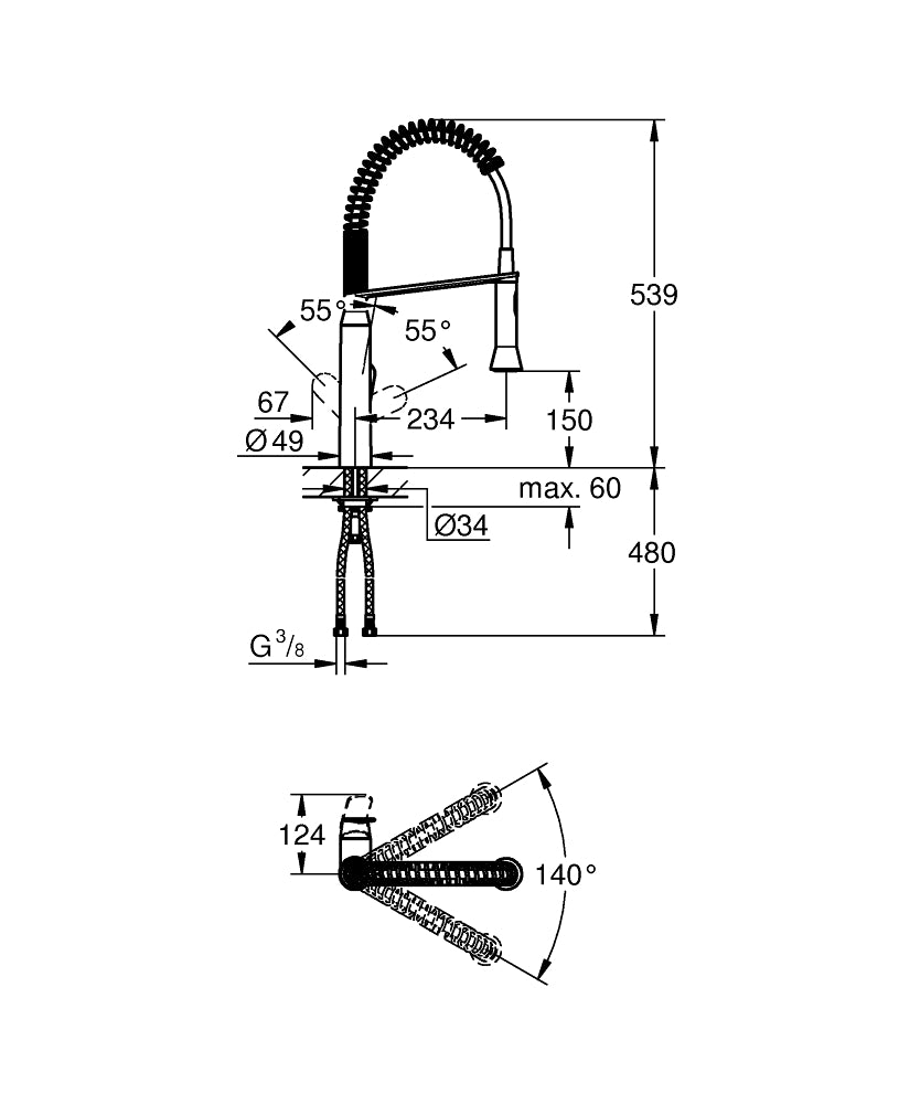 31379000 K7 SINGLE LEVER SINK MIXER 1/2" GROHE - 0 PCS