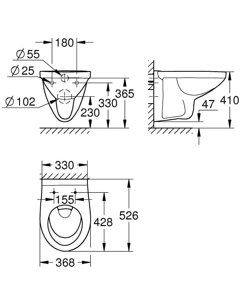 39491000 BAU CERAMIC WALL HUNG WC - GROHE - -11 PCS
