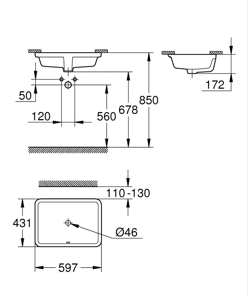 3970900H EUROCUBE UNDER-COUNTER BASIN 60 - GROHE - -77 PCS