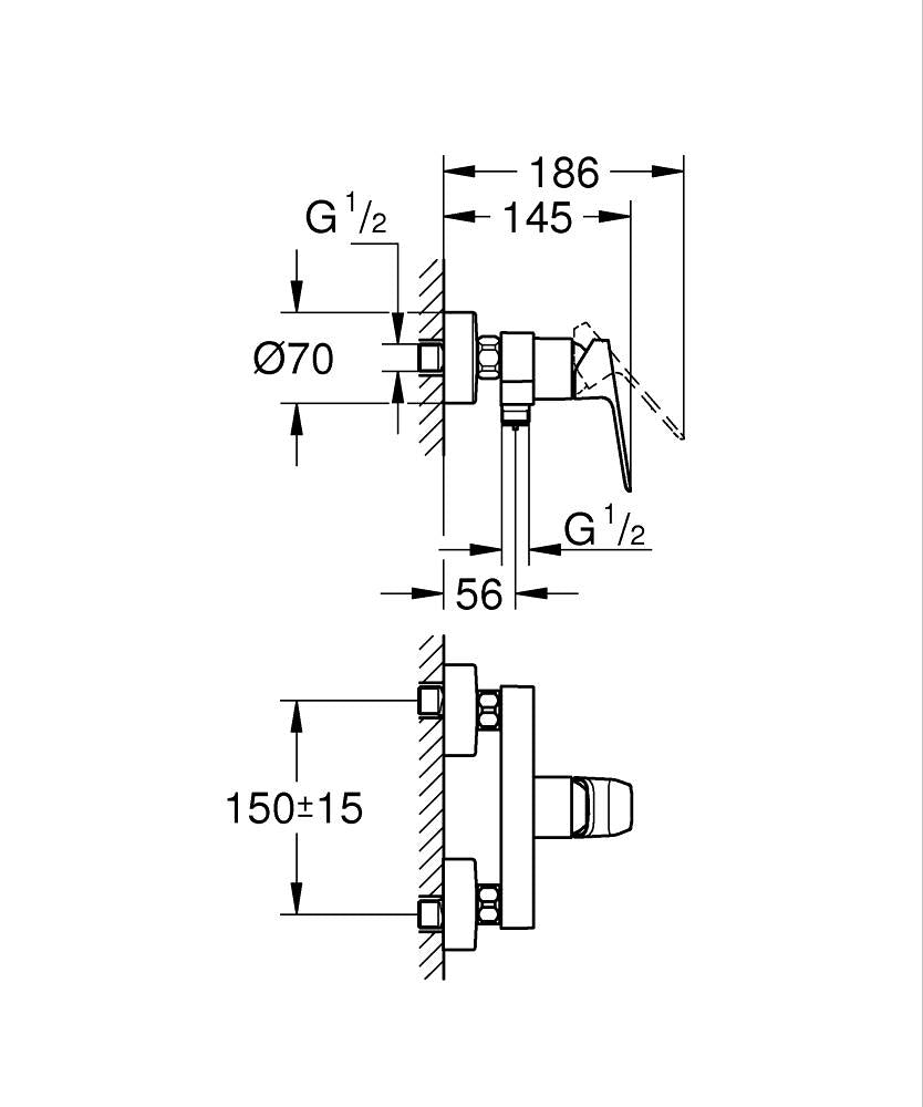 1018242430 CUBEO SINGLE-LEVER SHOWER MIXER 1/2″ - GROHE - 0 PCS