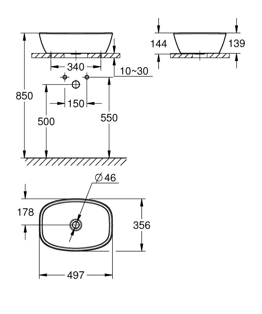 104590SH00 BAU CERAMIC VESSEL BASIN 50 - GROHE - 24 PCS