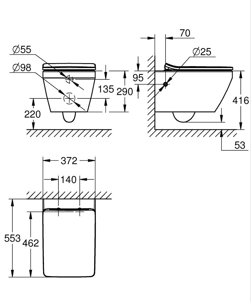 104583SH00 EURO CERAMIC 2.0 WALL HUNG WC SET SOFT SQUARE - GROHE - 84 PCS