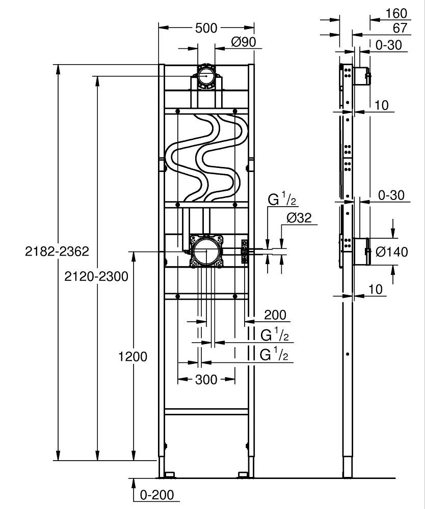 1039949990 RAPIDO SHOWER FRAME ELEMENT FOR DUO CONCEALED SHOWER INSTALLATION - GROHE - 1 PCS