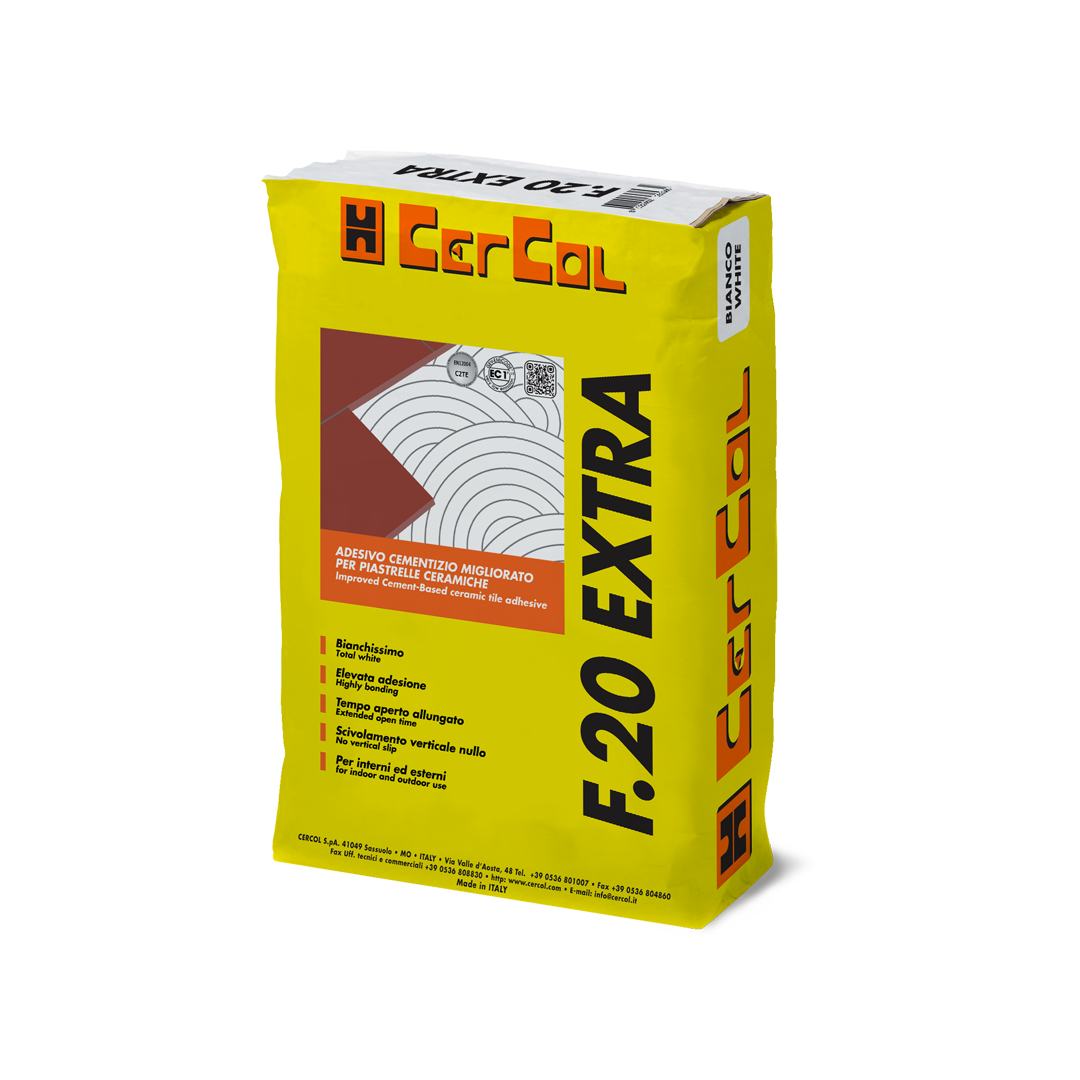 F20 EXTRA BIANCO TILE ADHESIVE 25KG BAG CERCOL ITALY - 1885 BAG