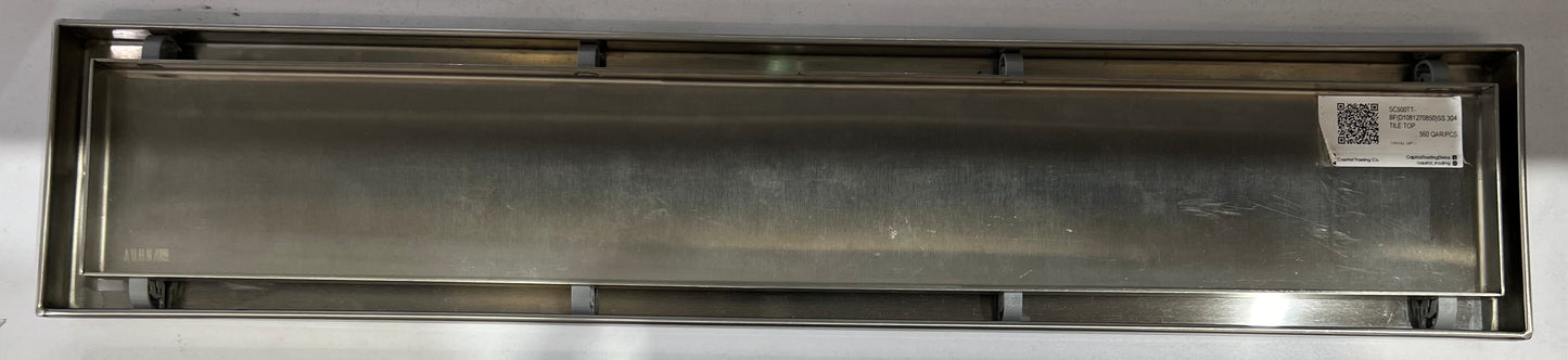 SC500TT-BF(D1081270850)SS 304 SHOWER CHANNEL WITH TILE TOP MATT FINISH 500X100X20 (CORNER)OUTLET 2 - 4 PCS
