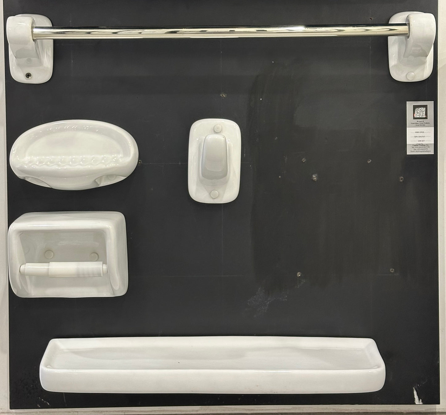 K-002(A010) 5PC CERAMIC BATHROOM ACCESSORIES SET WHITE GRANDEUR CHINA - 1 SET