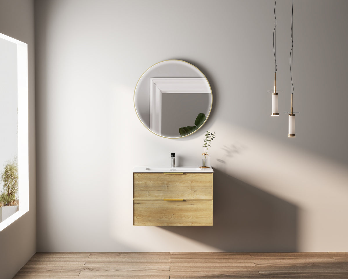 YBC216-080 BATHROOM CABINET WITH YM240-080 LED MIRROR, YB216-080 BASIN-SINGLE BOWL & YC216-080 BASE CABINET-2 DRAWER - LUCCA - 13 SET