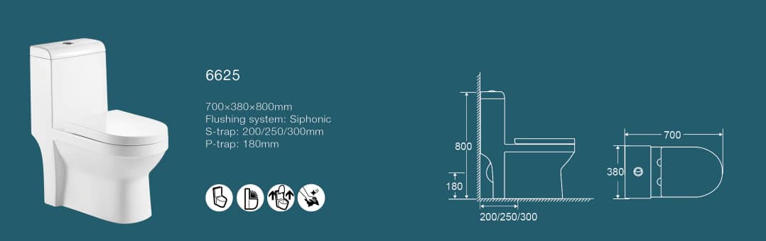 6625 CERAMIC TOILET 700X380X800 S-TRAP RUCH-IN FLUSHING SYSTEM - WONDERFUL HK - 0 PCS