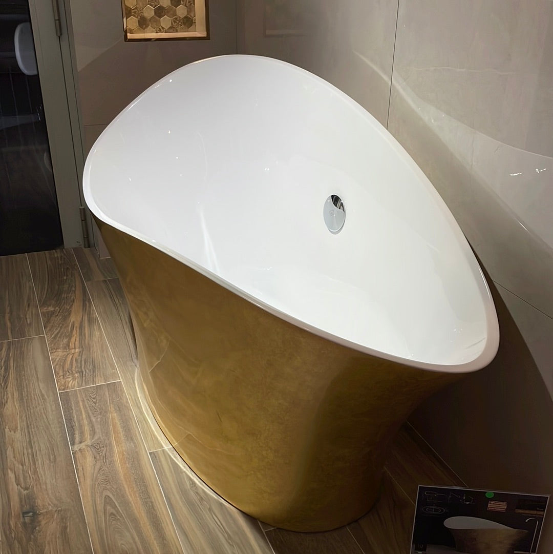 FLOSTYFOW FLOWER STYLE BATHTUB 1750X780X930MM BI-MAT FIBRE & COOL GLASS, LIGHT GOLD LEAF/WHITE GLOSS - 1 PCS