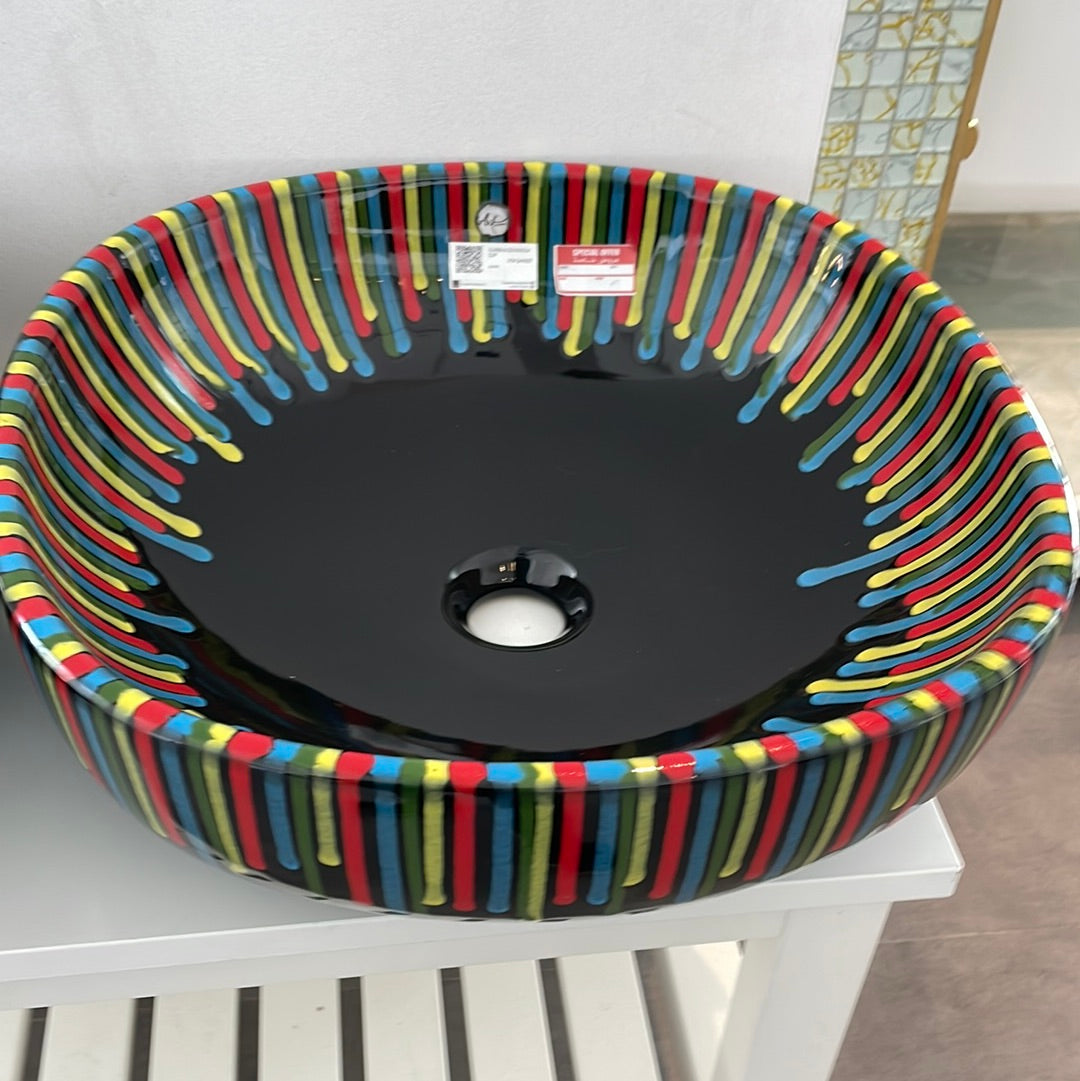 CLI45NI,ALC03 NUVOLA CLIP OVER COUNTER W/B 45CM PAINTING ON BLACK BACKGROUND AZZURRA ITALY - 11 SET