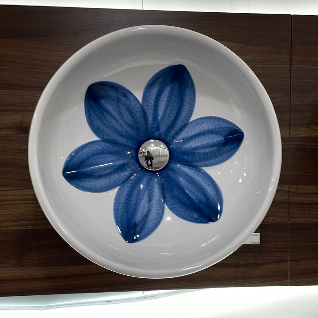 FLE200PB1 FLEUR OVER COUNTER WASH BASIN WHITE BLUE 45 CM AZZURRA AZZURRA - 5 PCS