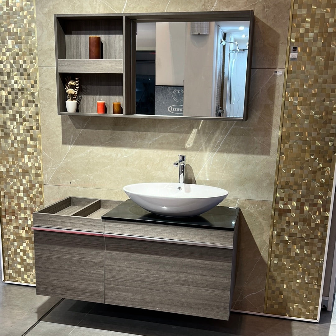 WB05 CERAMIC BASIN WITH CABINET & MIRROR 1200X500X550 MM- WONDERFUL HK - 0 SET