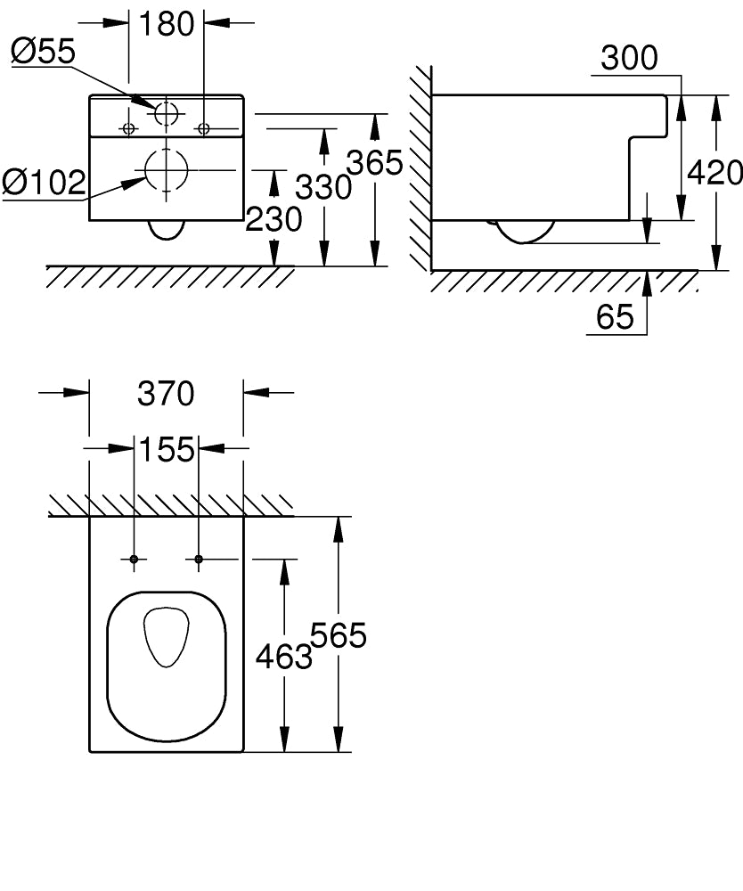 3924400H CUBE CERAMIC WALL HUNG WC GROHE - 1 PCS
