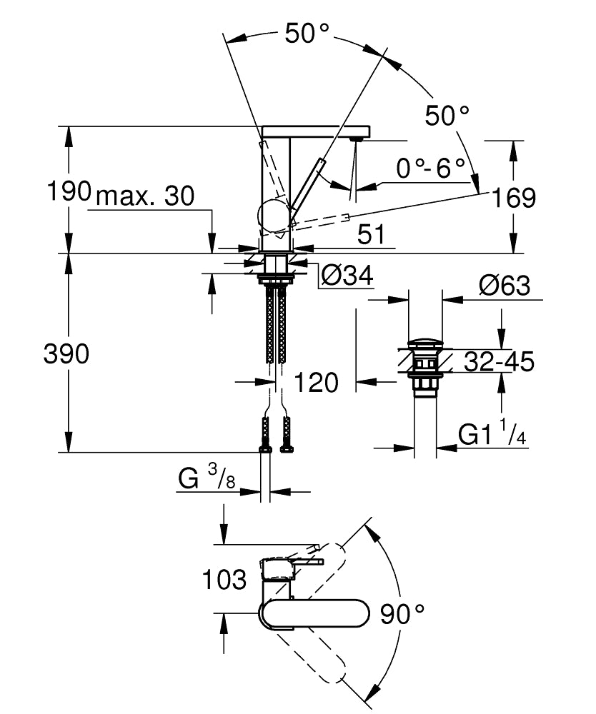 23872003 PLUS SINGLE LEVER BASIN MIXER - GROHE - 1 PCS