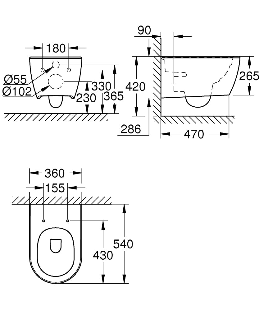 3957100H ESSENCE WC WALLHUNG RIMLESS-GROHE - 10 PCS
