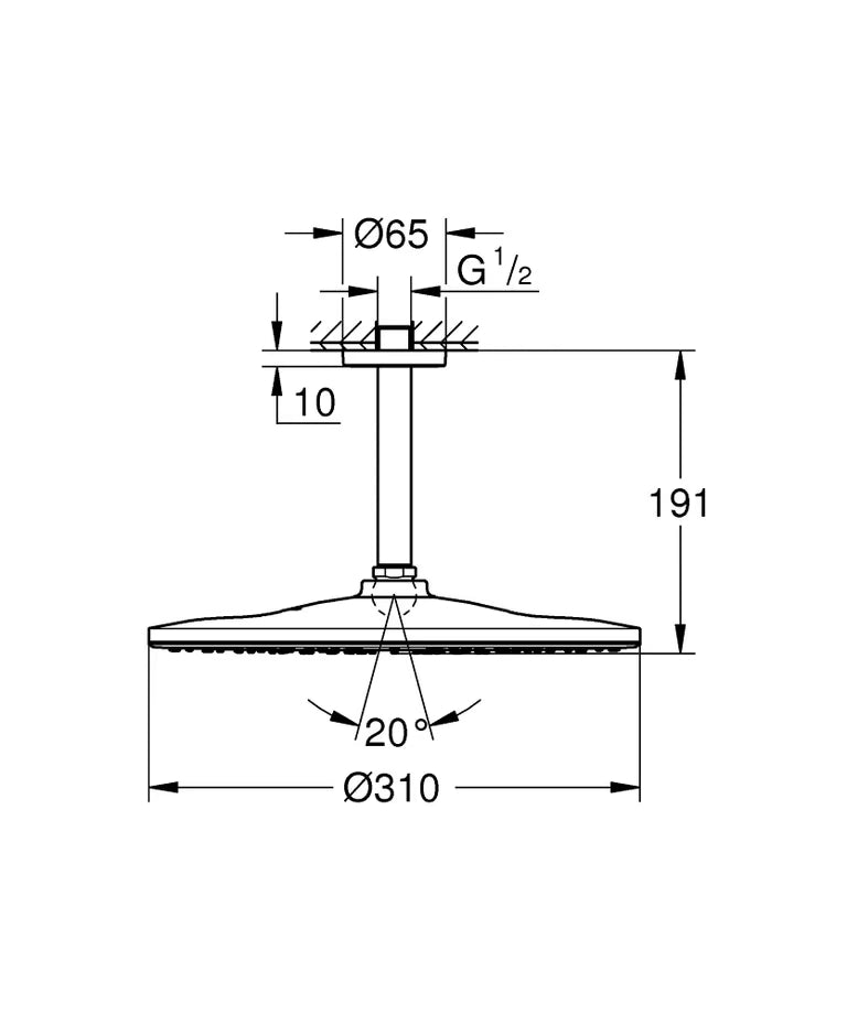 26560GN0 RAINSHOWER MONO 310 HEAD SHOWER SET CEILING 142 MM, 1 SPRAY - GROHE - 5 PCS