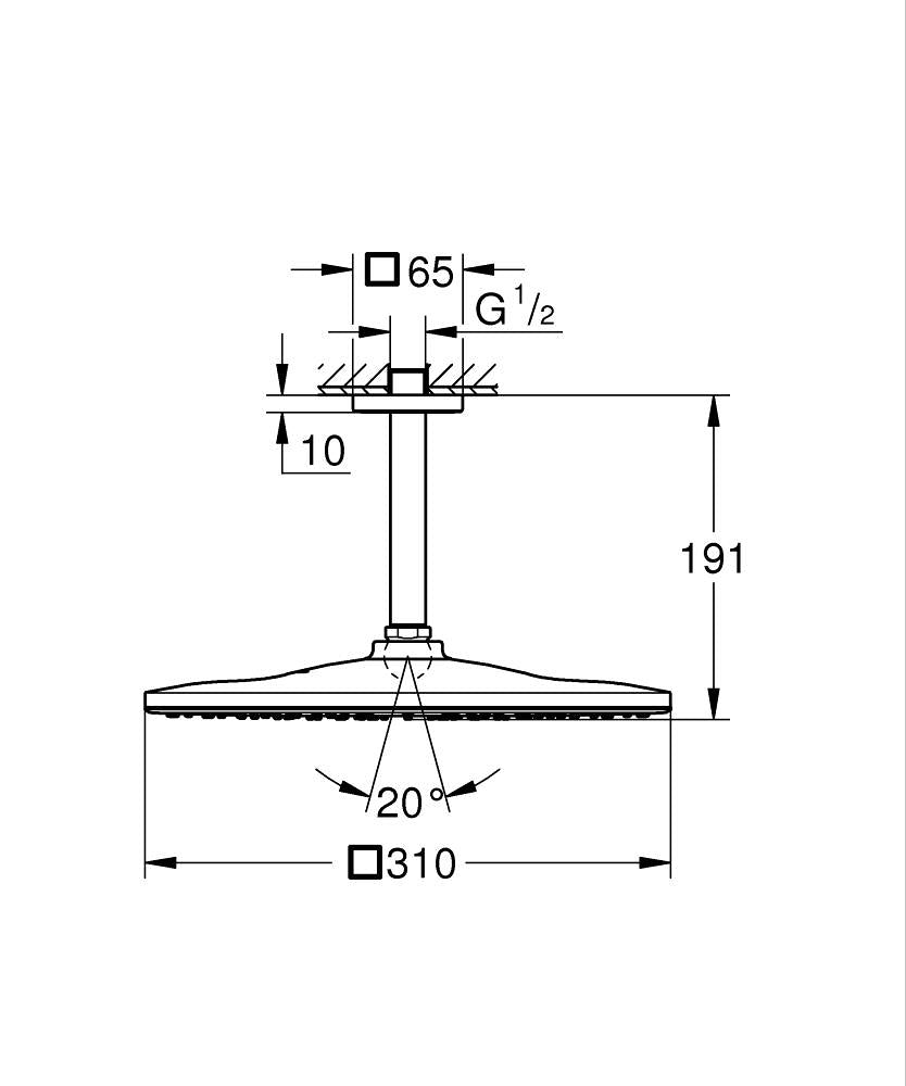 26566GN0 RAINSHOWER MONO 310 CUBE HEAD SHOWER SET CEILING 142 MM, 1 SPRAY - BRUSHED COOL SUNRISE - GROHE - 0 PCS