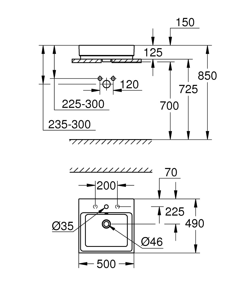 3947800H CUBE CERAMIC COUNTER TOP BASIN 50X49 CM GROHE - 1 PCS