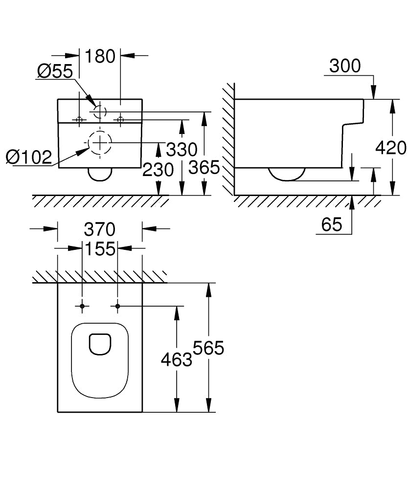 3924500H CUBE CERAMIC WALL HUNG WC - GROHE - 13 PCS
