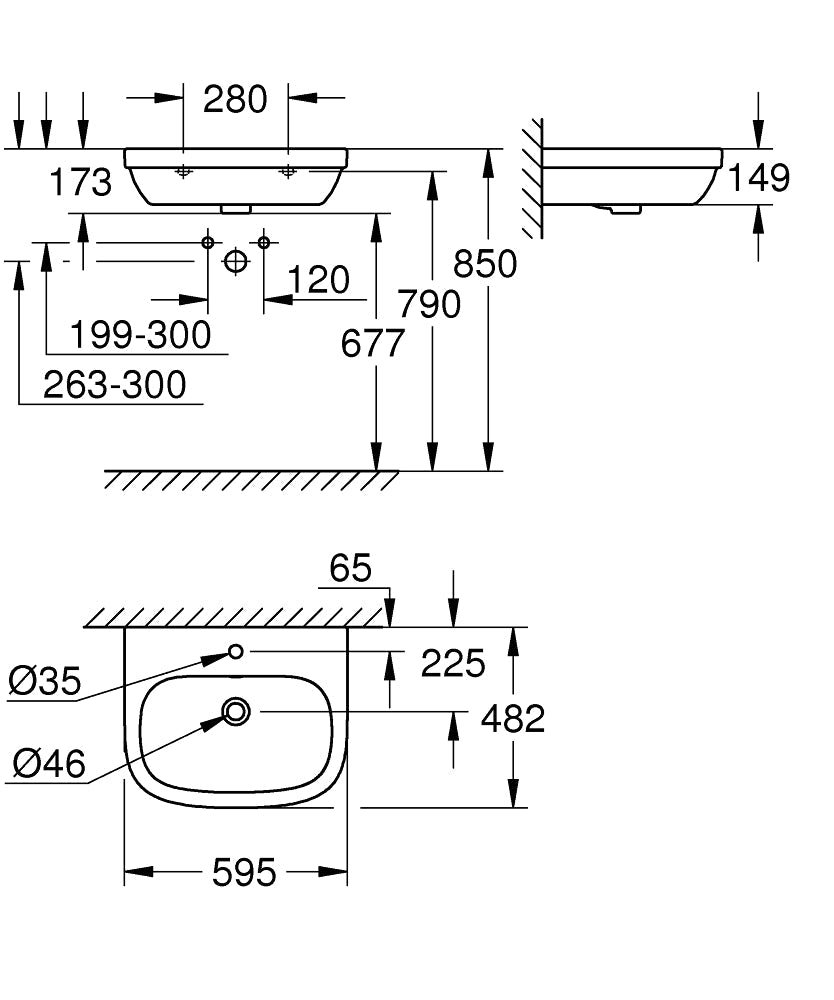 39335000 EURO CERAMIC WASHBASIN WALL HUNG 60X48 CM GROHE - 116 PCS