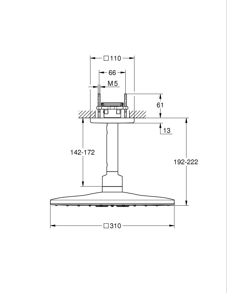 26481GN0 RAINSHOWER SMARTACTIVE 310 CUBE HEAD SHOWER SET 142MM - GROHE - -31 PCS