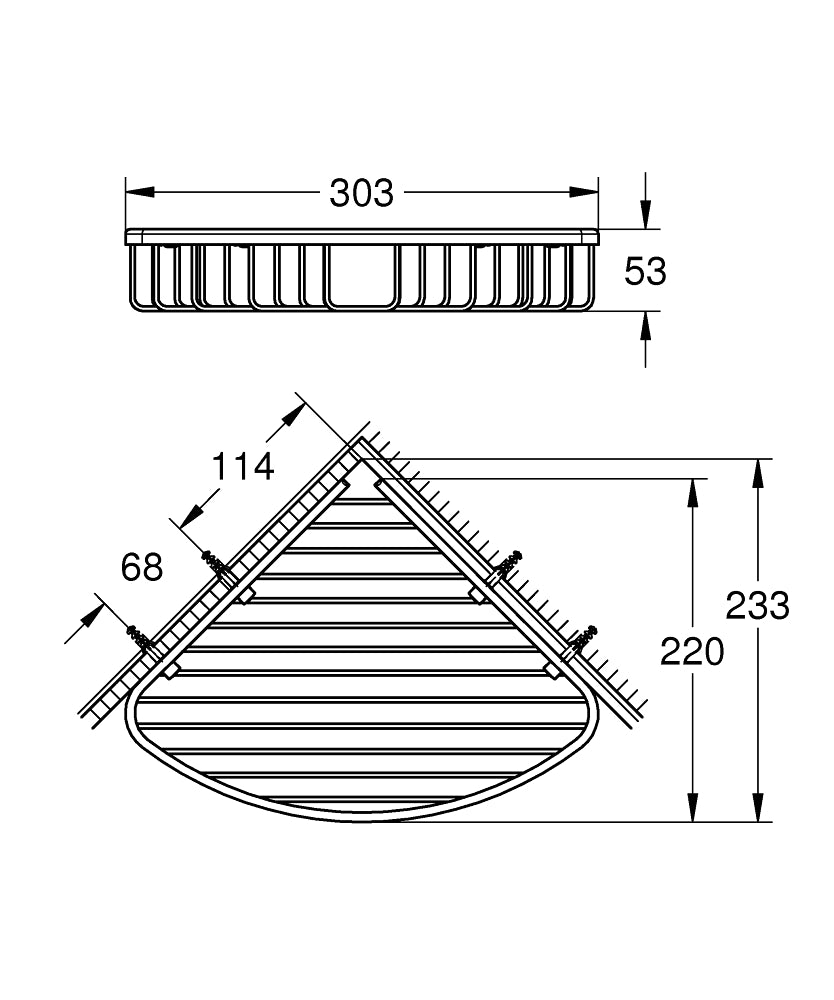 40663001 BAUCOSMOPOLITAN LARGE CORNER BASKET GROHE - 18 PCS