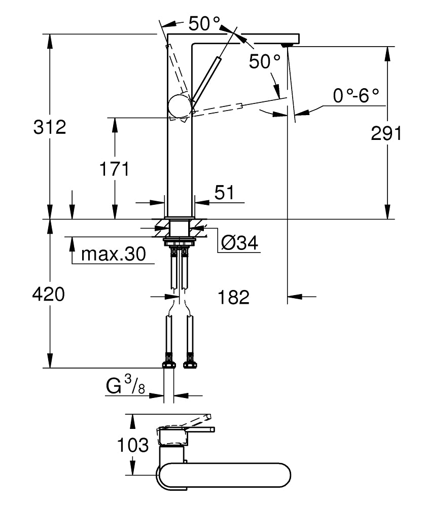 32618003 GROHE PLUS SINGLE-LEVER BASIN MIXER 1/2" XL SIZE-GROHE - 41 PCS