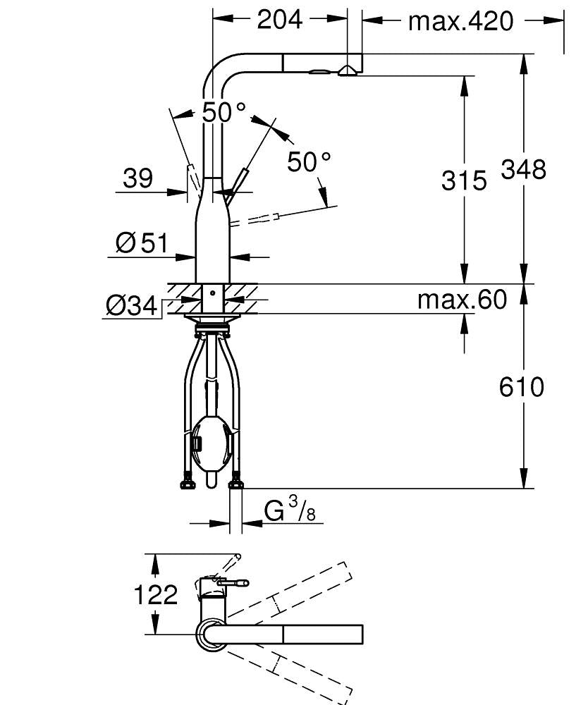 30504KF0 ESSENCE SINGLE-LEVER SINK MIXER 1/2″, PHANTOM BLACK - GROHE - 0 PCS