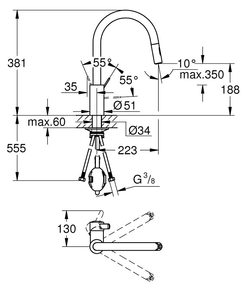 31481001 EUROSMART COSMOPOLITAN SINGLE-LEVER SINK MIXER 1/2″ - GROHE - 0 PCS