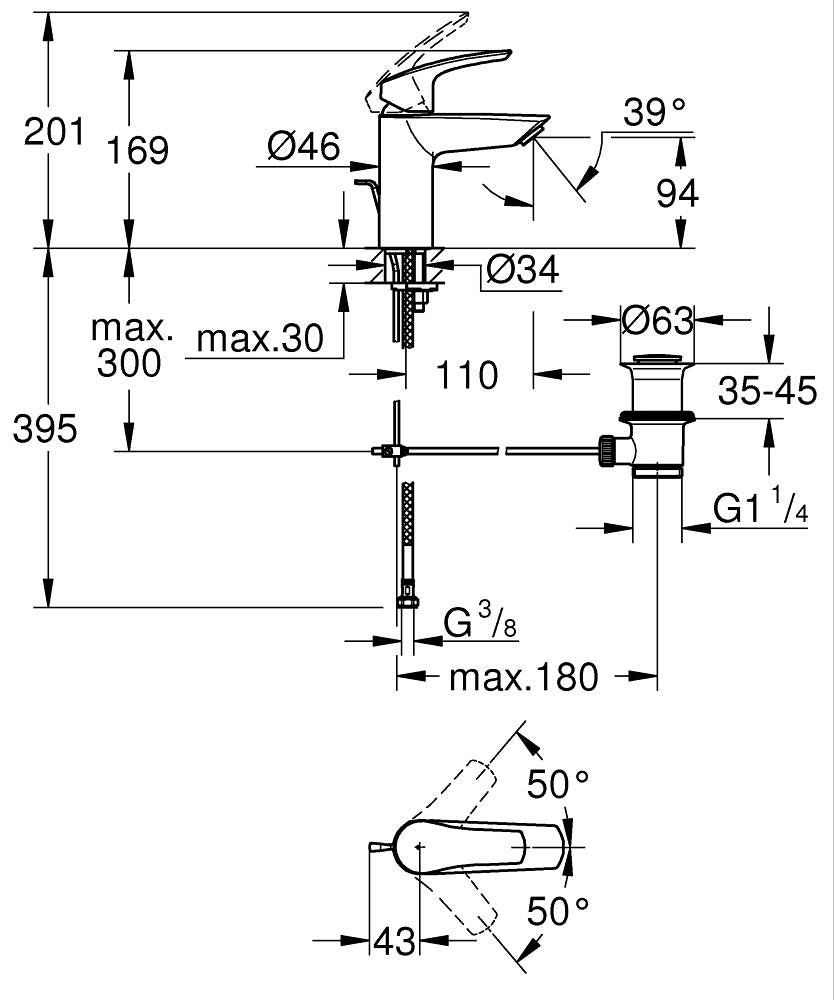 33265003 EUROSMART BASIN MIXER 1/2â€³ S-SIZE - GROHE - 63 PCS