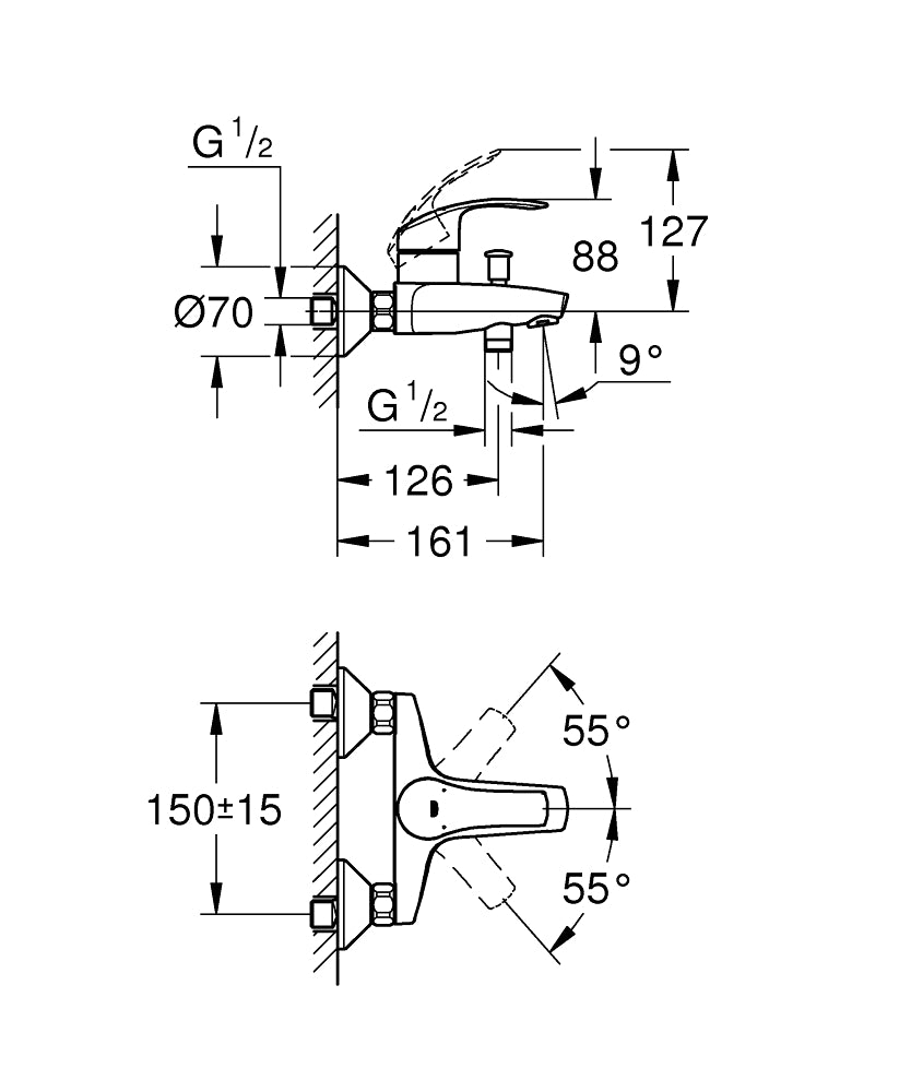 33300002 EUROSMART SINGLE LEVER BATH MIXER NEW GROHE - 1 PCS