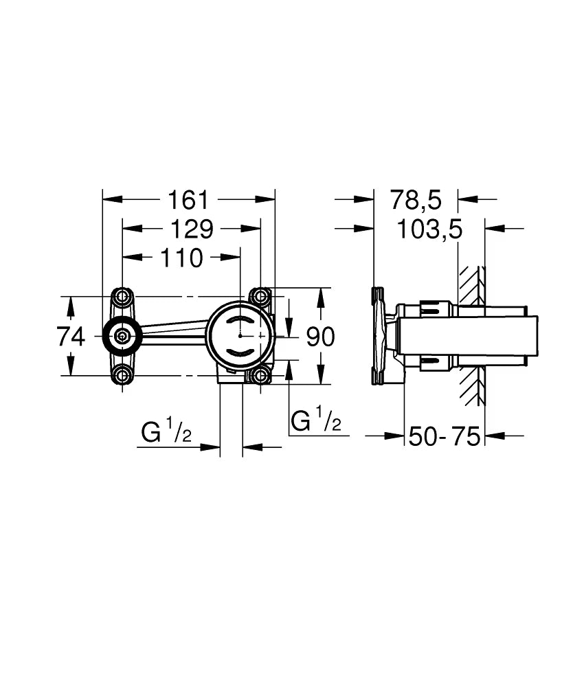 23429000 OHM ROUGH INST. BASIN 2-H CONC - GROHE - -1 PCS